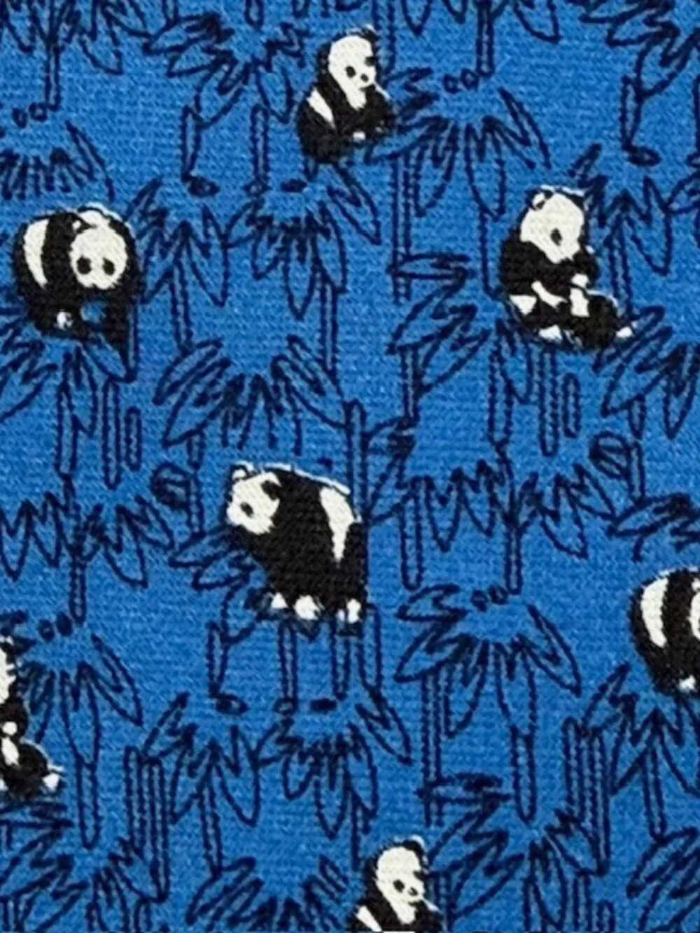 Kailong Vintage Mens Tie Handmade 100% Silk Panda Bears & Bamboo Blue Dress